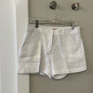 White linen shorts